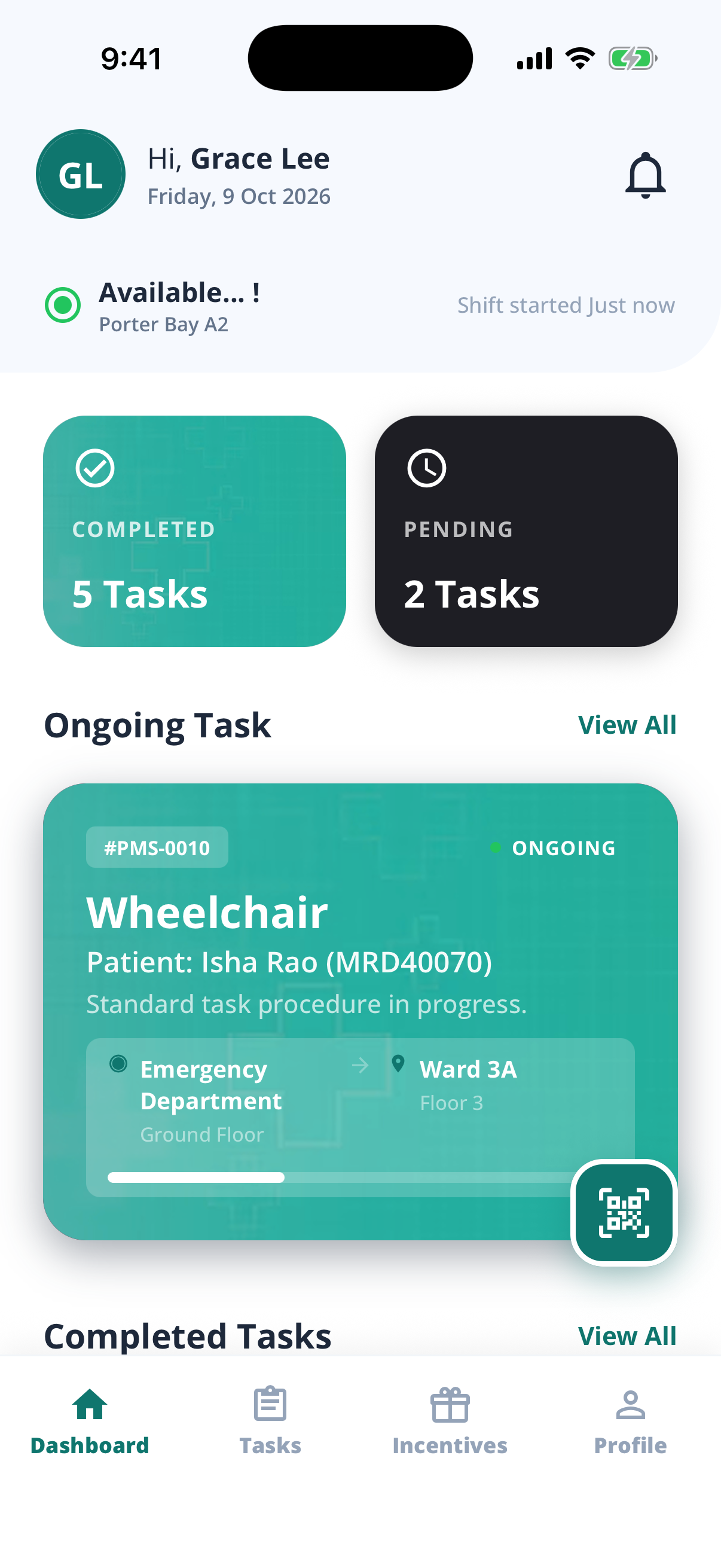 Porter Mobile App Dashboard